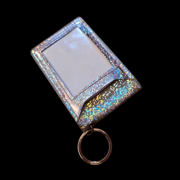 Holographic Glitter & Pink Card Holder Keychain - Picture 3 of 4